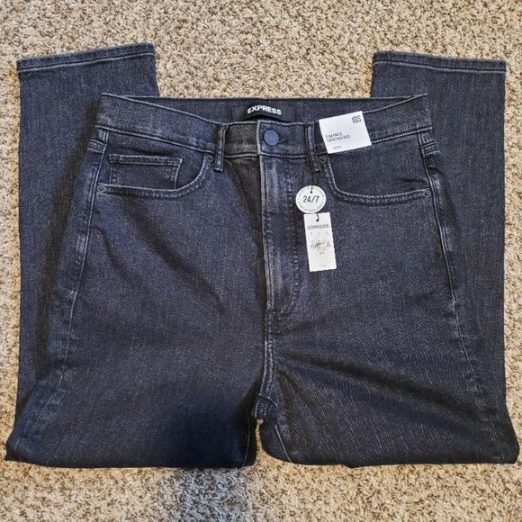 Express Slim Ankle Super High Rise Black Jeans - Picture 1 of 5